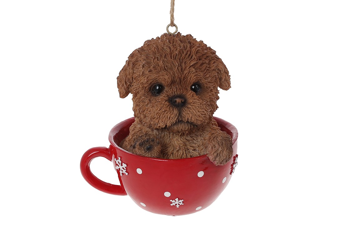 Statuietă decorativă Cățeluș în cănuță, 12,5cm Statuietă decorativă Cățeluș în cănuță, 12,5cm