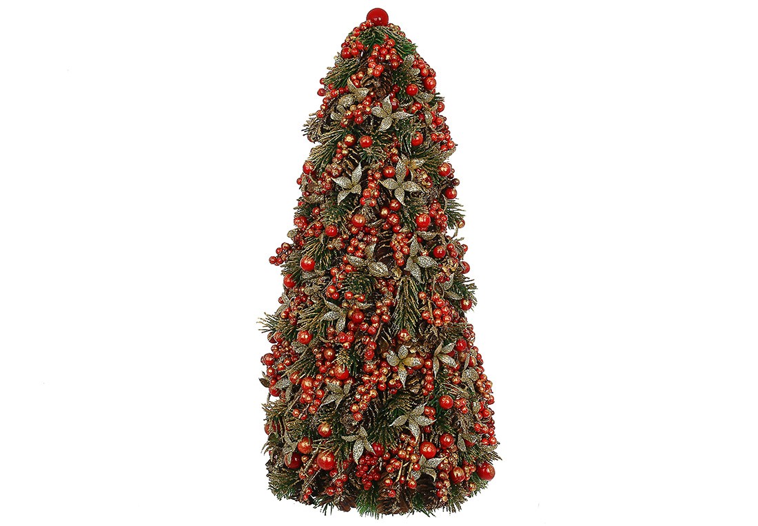 Pom de Crăciun decorativ cu fructe de pădure și conuri, 40cm Pom de Crăciun decorativ cu fructe de pădure și conuri, 40cm