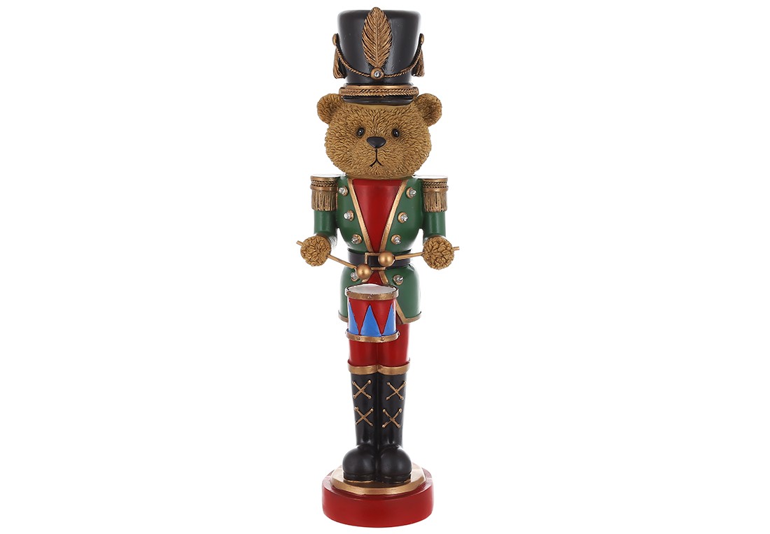Figurină decorativă, Ursuleț soldățel, LED 45cm Figurină decorativă, Ursuleț soldățel, LED 45cm