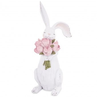 Figurină decorativă Iepuraș cu flori, 45cm Figurină decorativă Iepuraș cu flori, 45cm