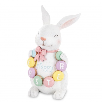 Figurină decorativă Iepuraș cu colier din ouă, 30cm Figurină decorativă Iepuraș cu colier din ouă, 30cm