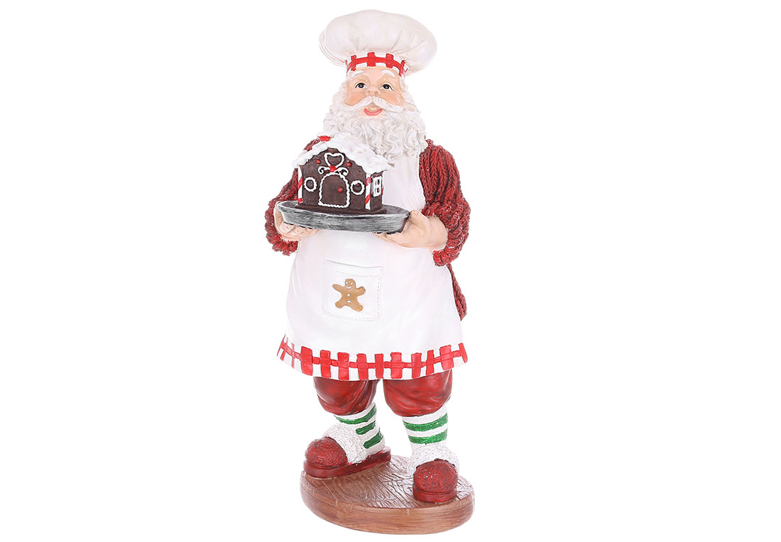 Figurină decorativă, Santa Claus&Gingerbread House, 31cm Figurină decorativă, Santa Claus&Gingerbread House, 31cm