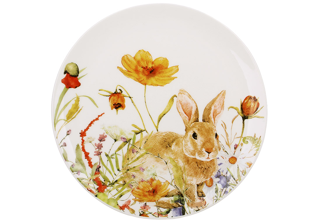 Set din 6 farfurii, Rabbit in flowers, D20cm Set din 6 farfurii, Rabbit in flowers, D20cm