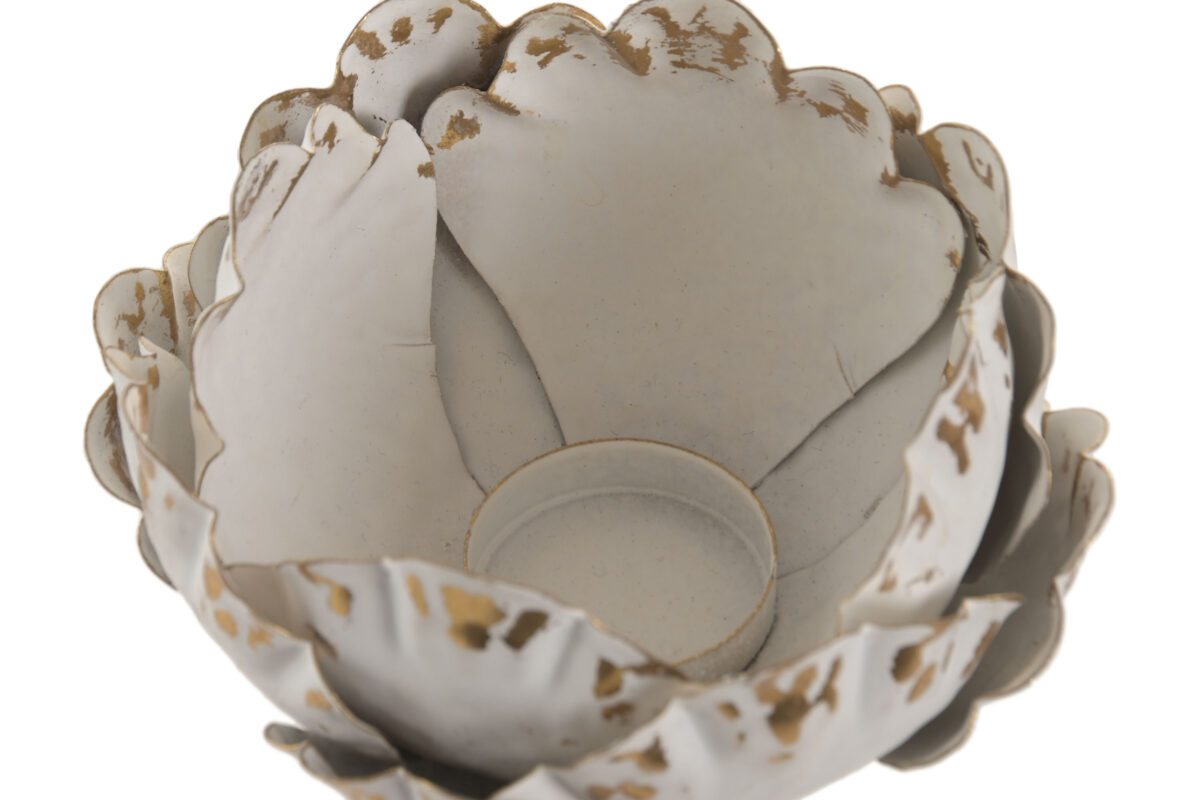 Suport pentru lumânare, Flower Aged White, 15cm Suport pentru lumânare, Flower Aged White, 15cm