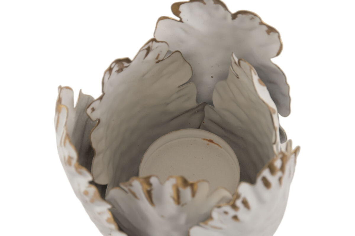 Suport pentru lumânare, Flower Aged White, 12cm Suport pentru lumânare, Flower Aged White, 12cm