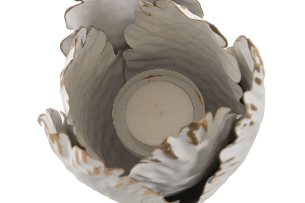 Suport pentru lumânare, Flower Aged White, 12cm Suport pentru lumânare, Flower Aged White, 12cm