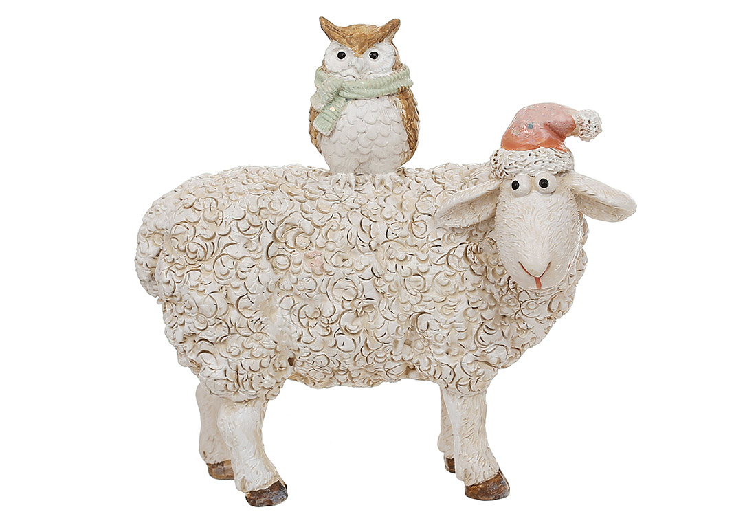 Figurină decorativă „Oiță cu bufniță” Figurină decorativă „Oiță cu bufniță”
